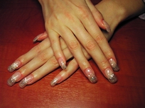 акрил на формах+перламутровая крошка