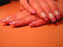 акриловый френч цветными блестками